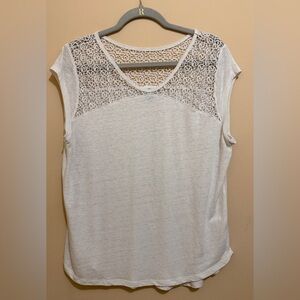 Old Navy White Knit Lace Scoop Neck Top